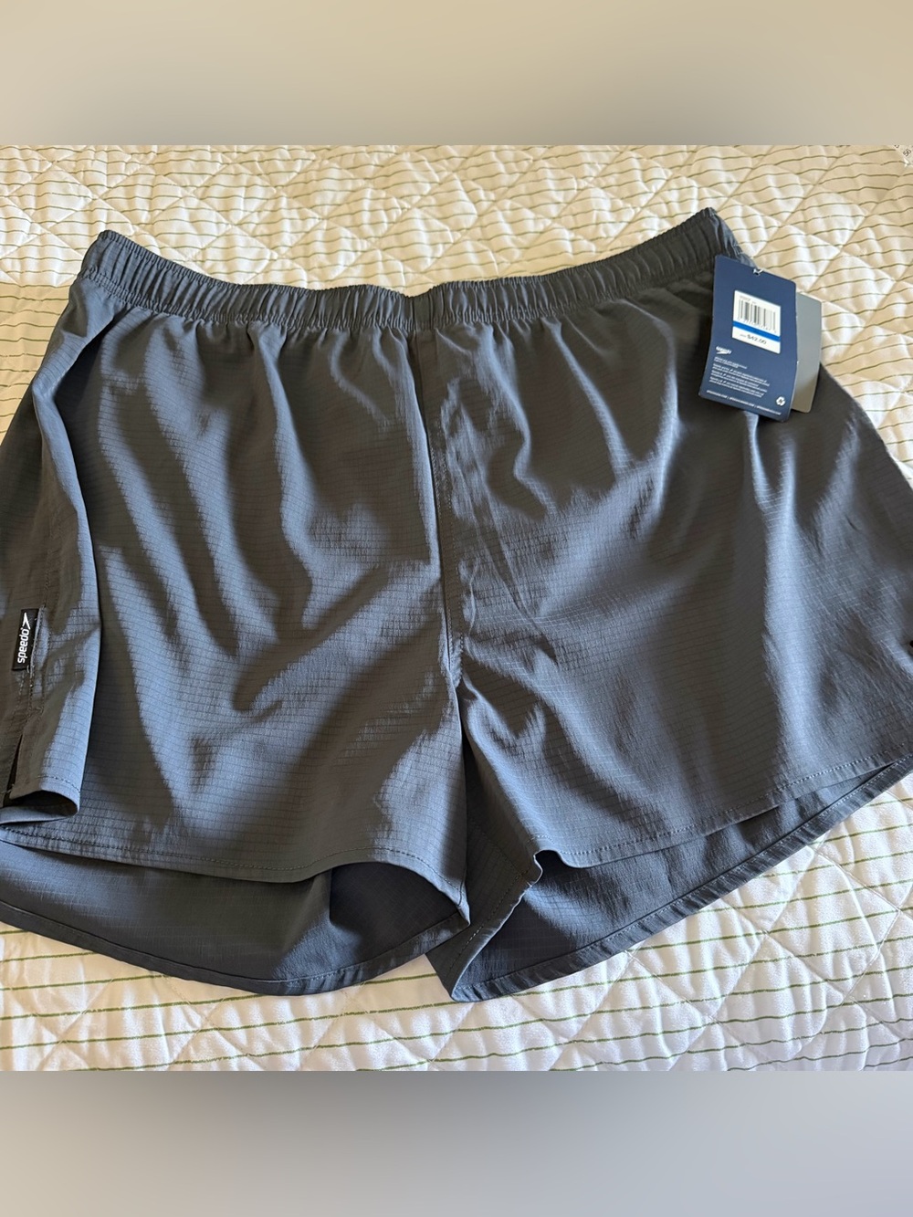 NWT Men's Speedo Gray Athletic Shorts, fully lined, size XL